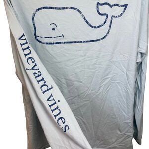 Vineyard Vines Pale Light Blue Long Sleeve T-Shirt w/ Whale Logo Pocket Size XL